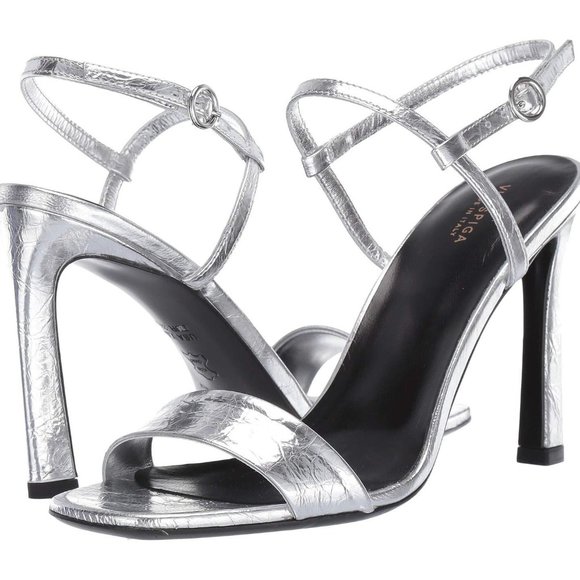Via Spiga V-Ren Italian Silver Leather Slingbacks - Picture 1 of 3